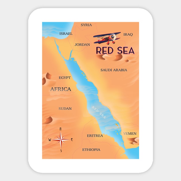 Red Sea Middle East Travel Map Sticker by nickemporium1